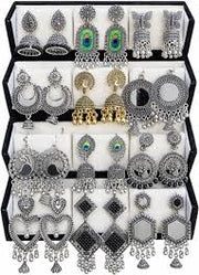 Set Of 12 Premium Oxidised Earrings With Velvet Box
