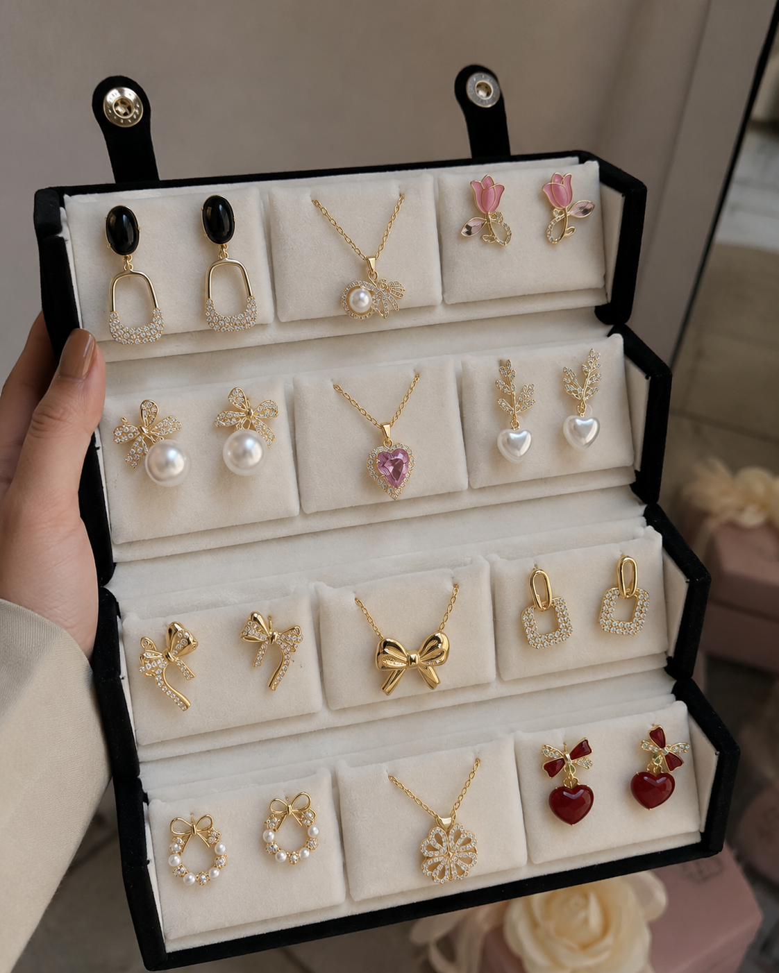 Set Of 12 Premium Oxidised Earrings With Velvet Box