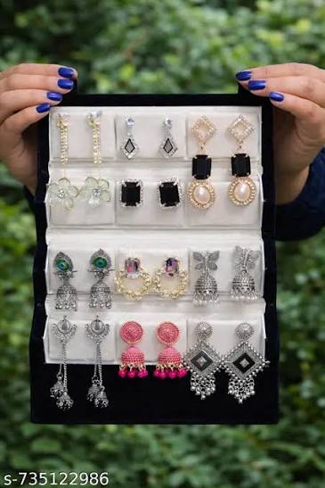 Black Velvet Box with 12 curated earring pairs — view 7