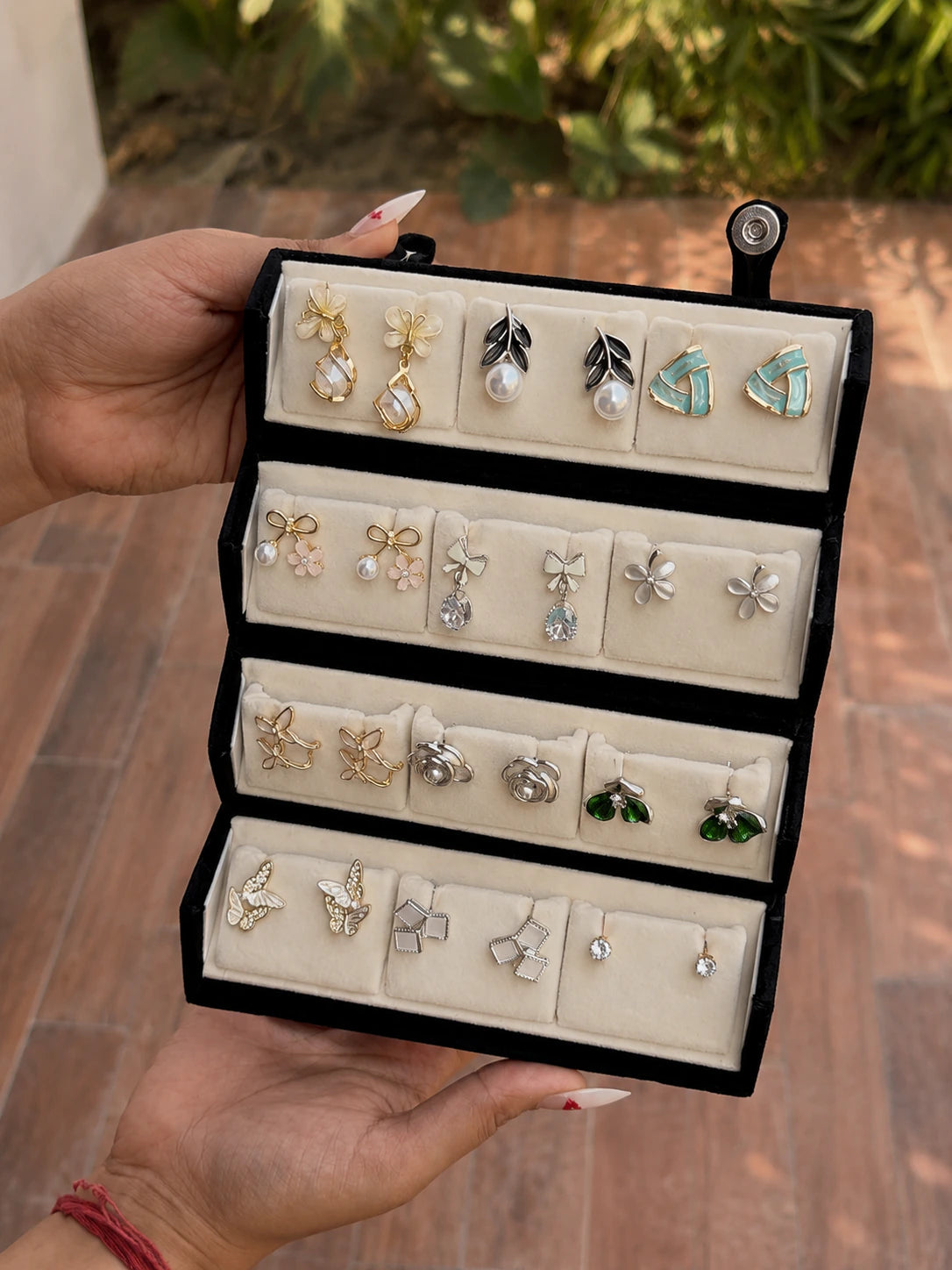 Black Velvet Box with 12 curated earring pairs — view 4