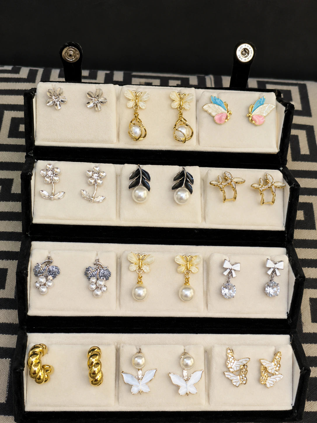 Black Velvet Box with 12 curated earring pairs — view 6